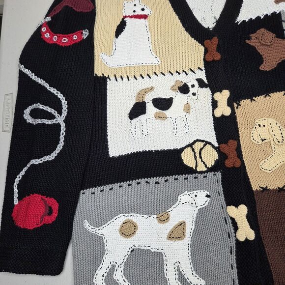 Vintage 90s Storybook Knits Womens Blue Playful Dogs Cardigan Sweater Size 1X - Picture 9 of 15